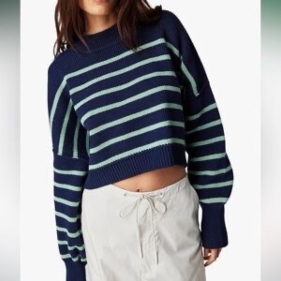 Free People Easy Street Stripe Crop Pullover Women's XS - Picture 1 of 7